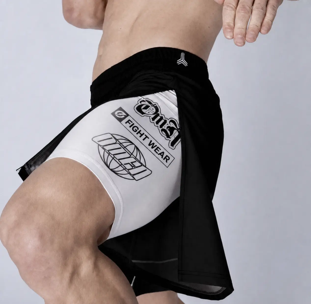 High-split two-in-one custom grappling shorts construction