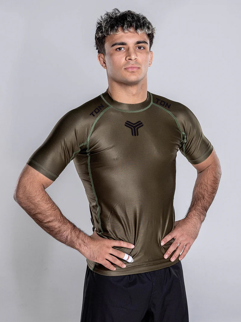 Olive short sleeve rash guard