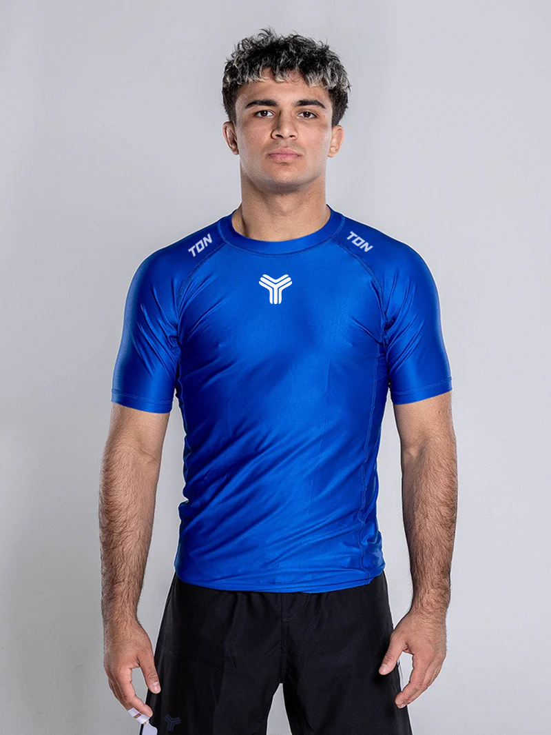 Blue short sleeve rash guard